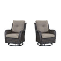 Outdoor 2PC PE Rattan Swivel Glider Chairs, NTC Series - Brown Wicker / Grey Cushion