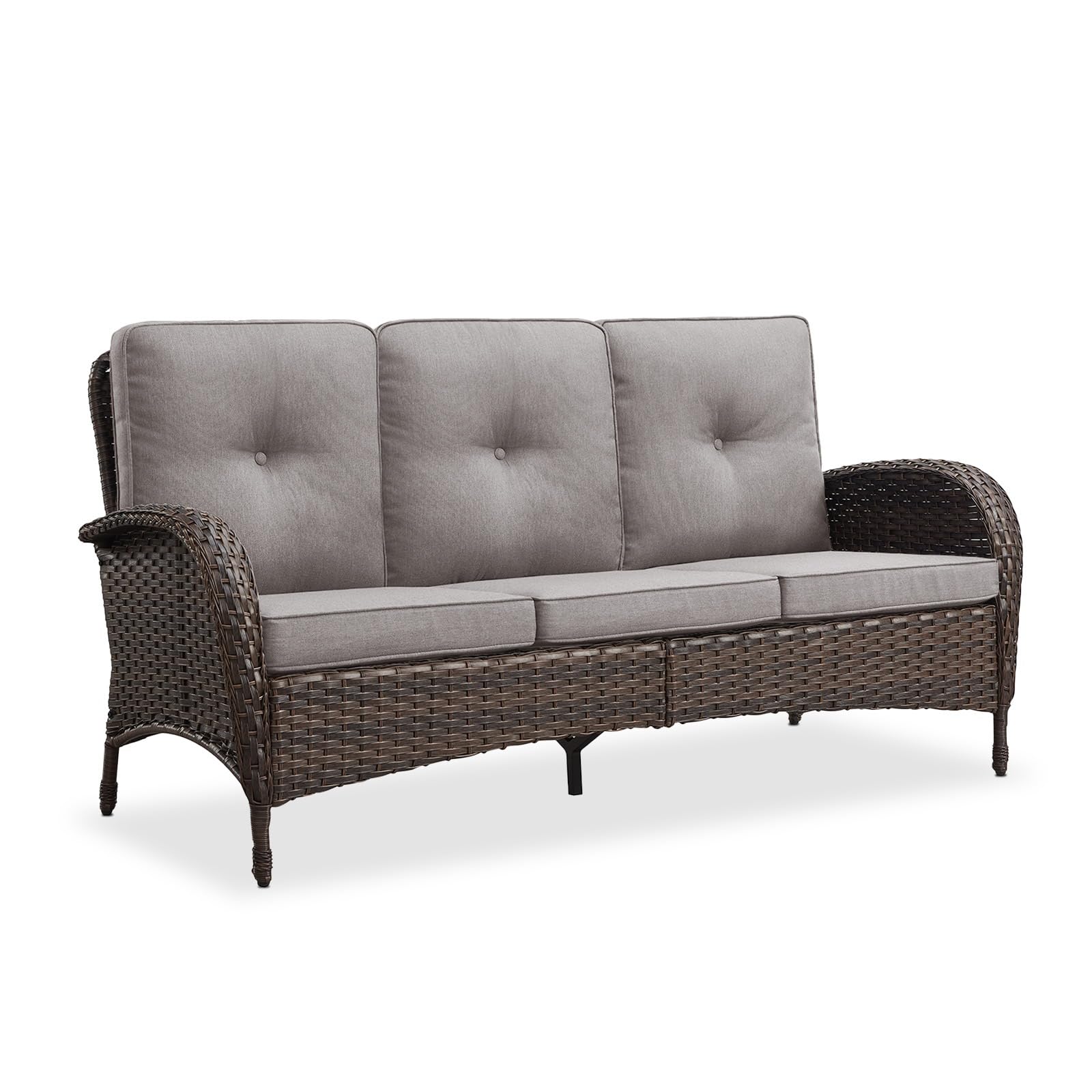 Outdoor Wicker Sofa, NDS Series - Brown Wicker / Grey Cushion