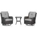 Swivel Glider Chairs Set with Side Table, NTC Series - Brown Wicker / Grey Cushion