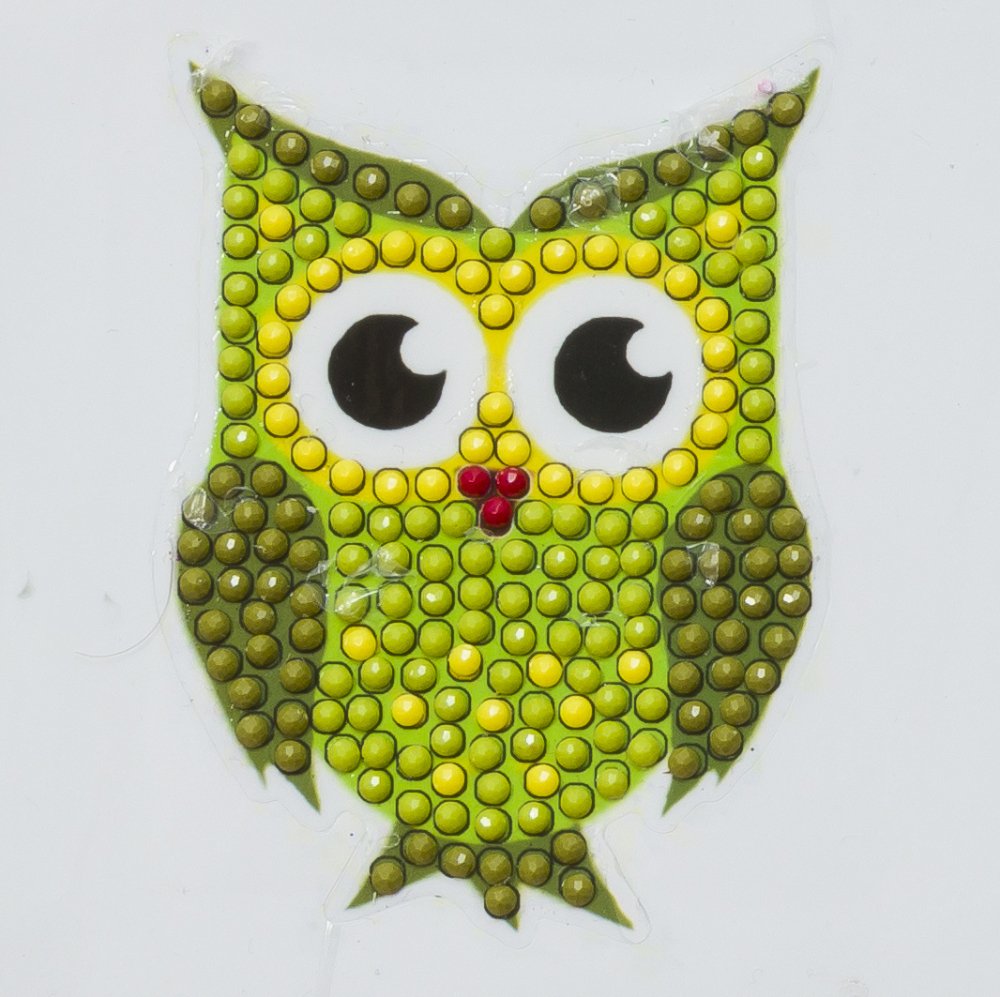Green Owl Crystal Art Motif