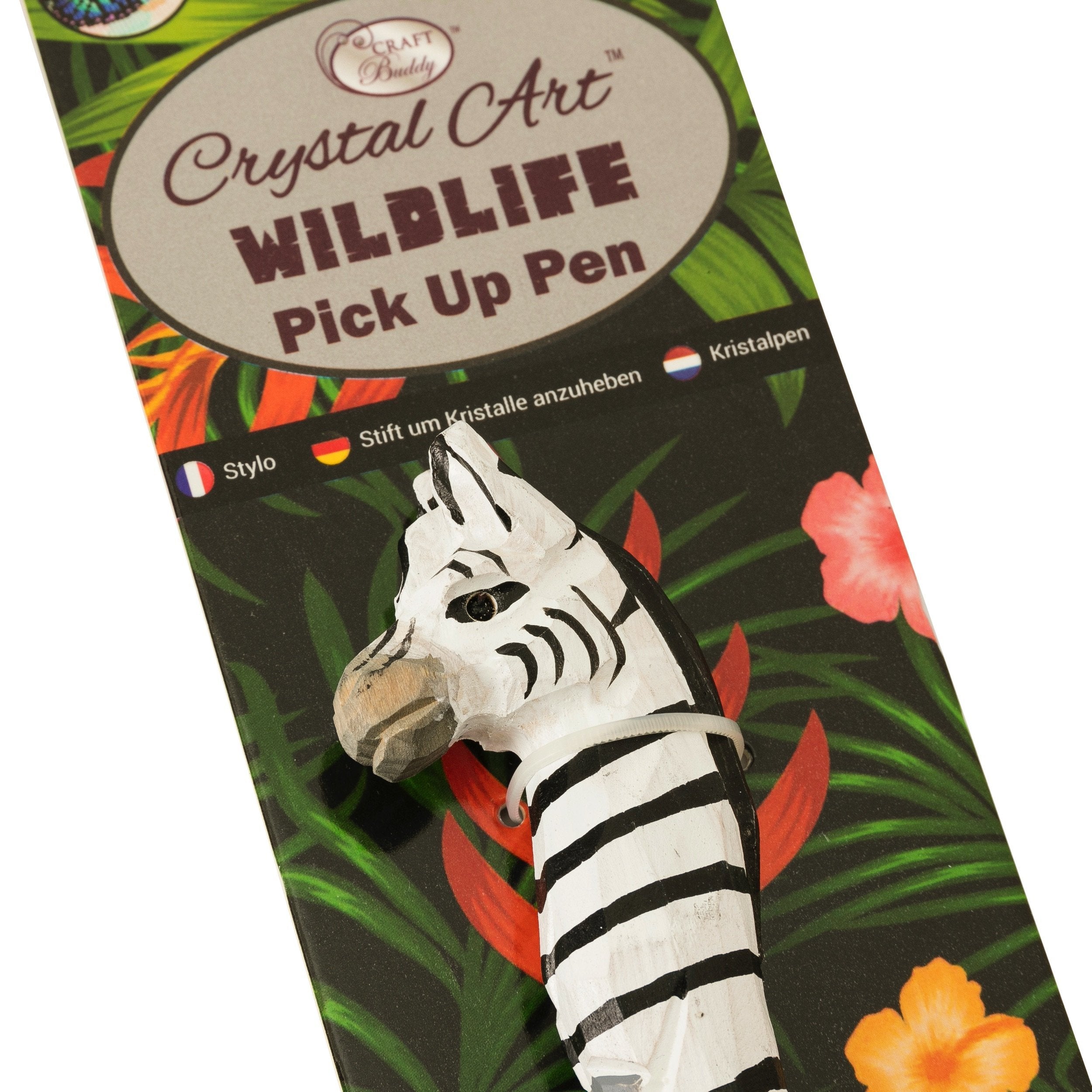 Zebra Wildlife Crystal Pick-Up Pen, 18cm