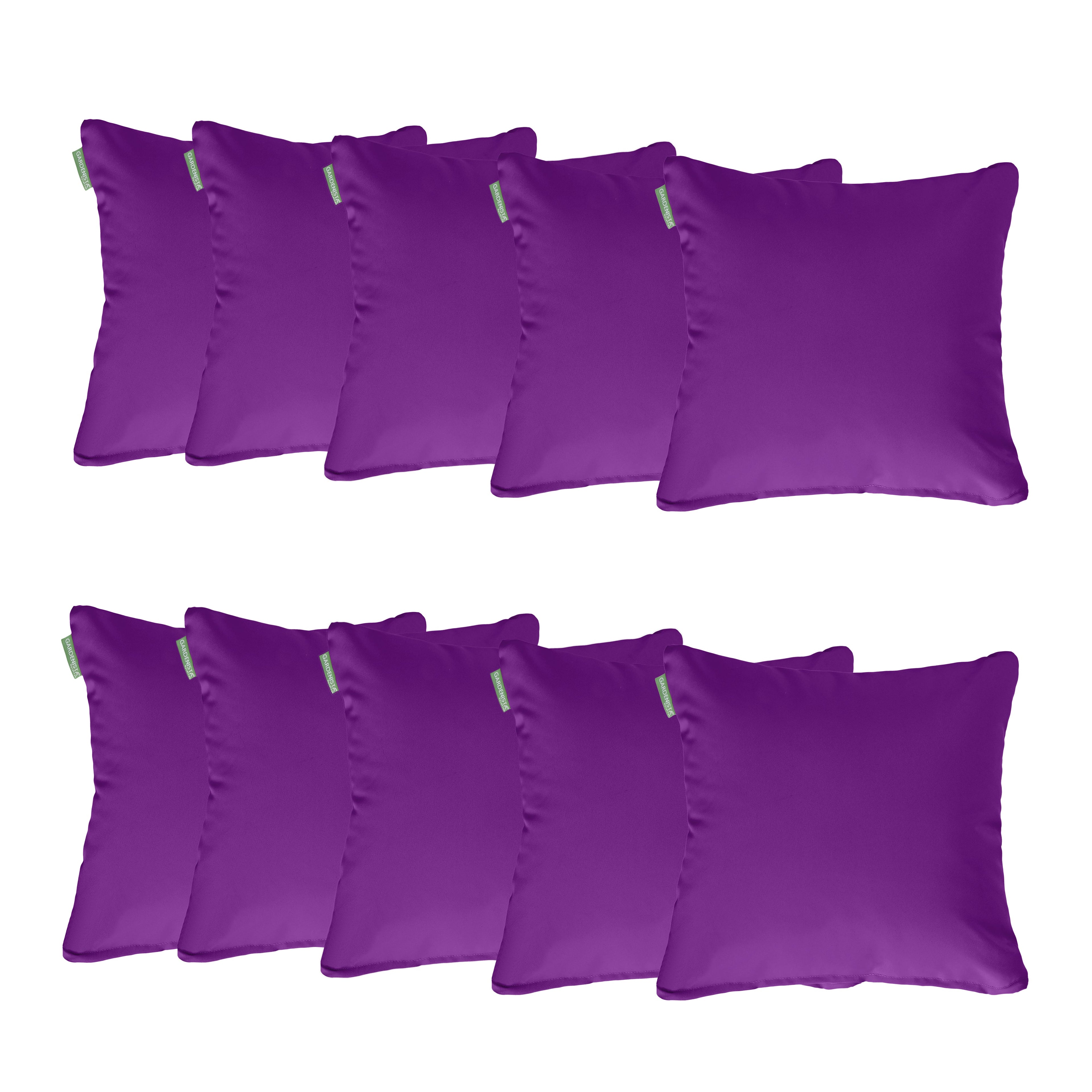 Water Resistant Outdoor Scatter Cushions Garden Furniture Decorative Pillows - Purple / Pack of 10
