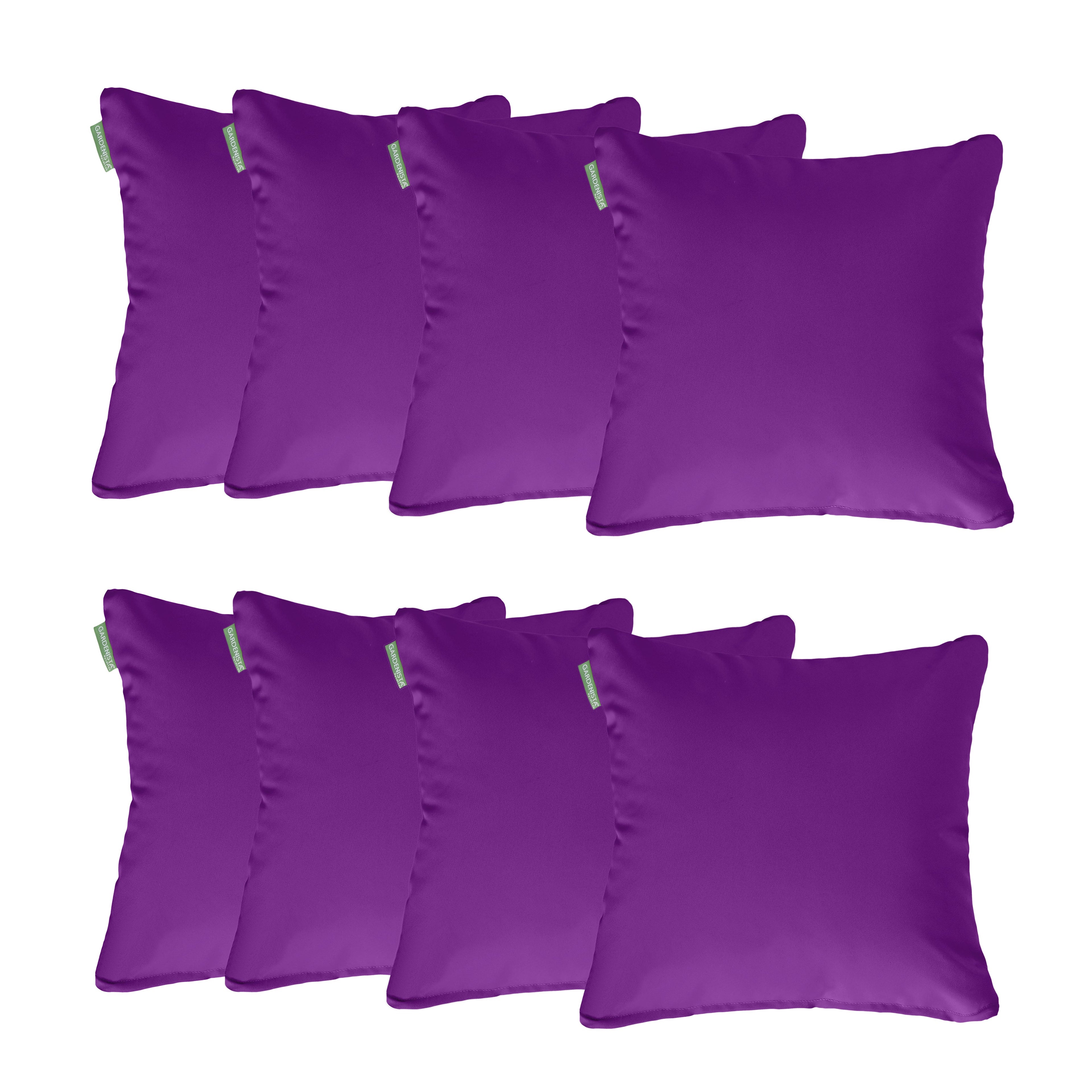Water Resistant Outdoor Scatter Cushions Garden Furniture Decorative Pillows - Purple / Pack of 8