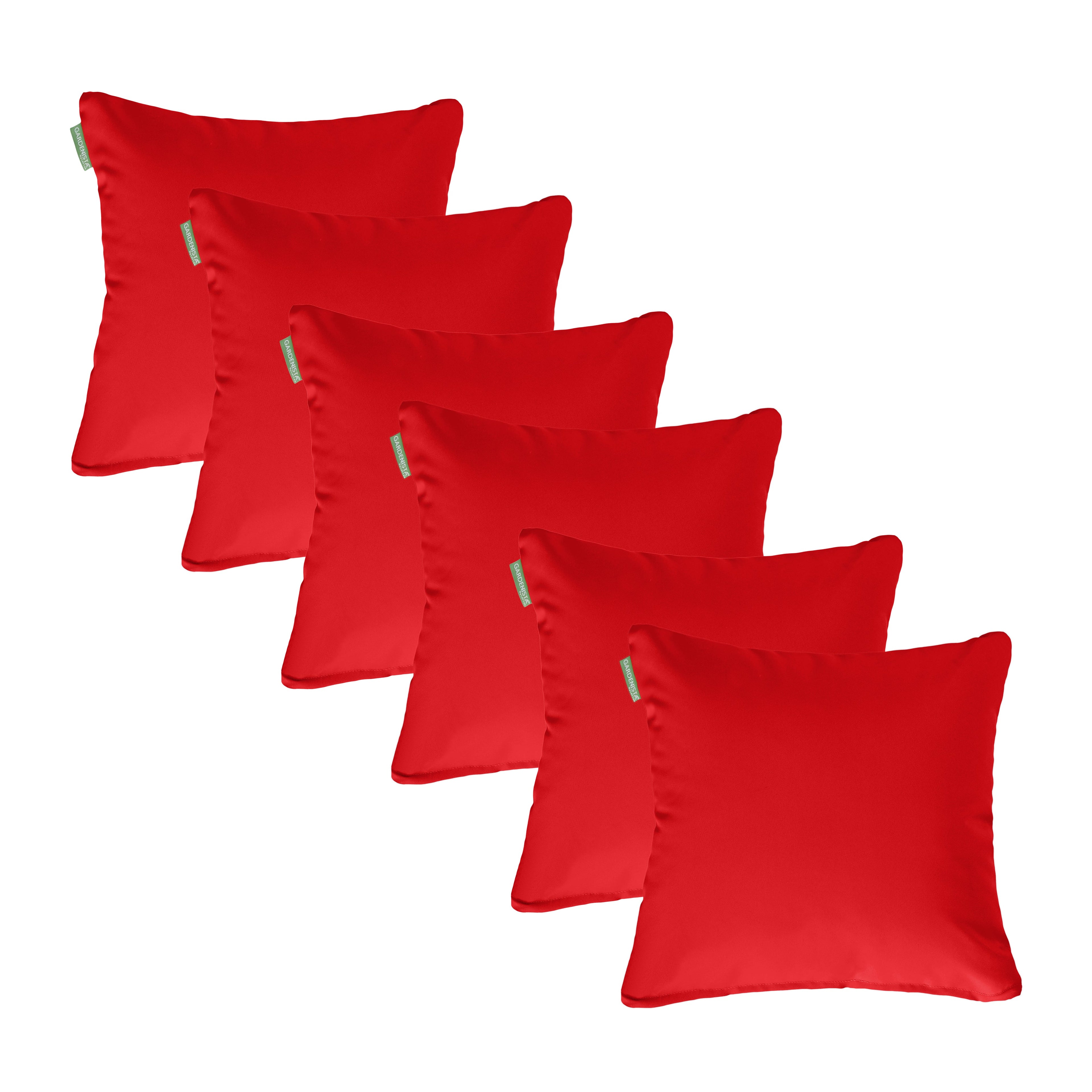 Water Resistant Outdoor Scatter Cushions Garden Furniture Decorative Pillows - Red / Pack of 6