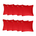 Water Resistant Outdoor Scatter Cushions Garden Furniture Decorative Pillows - Red / Pack of 10