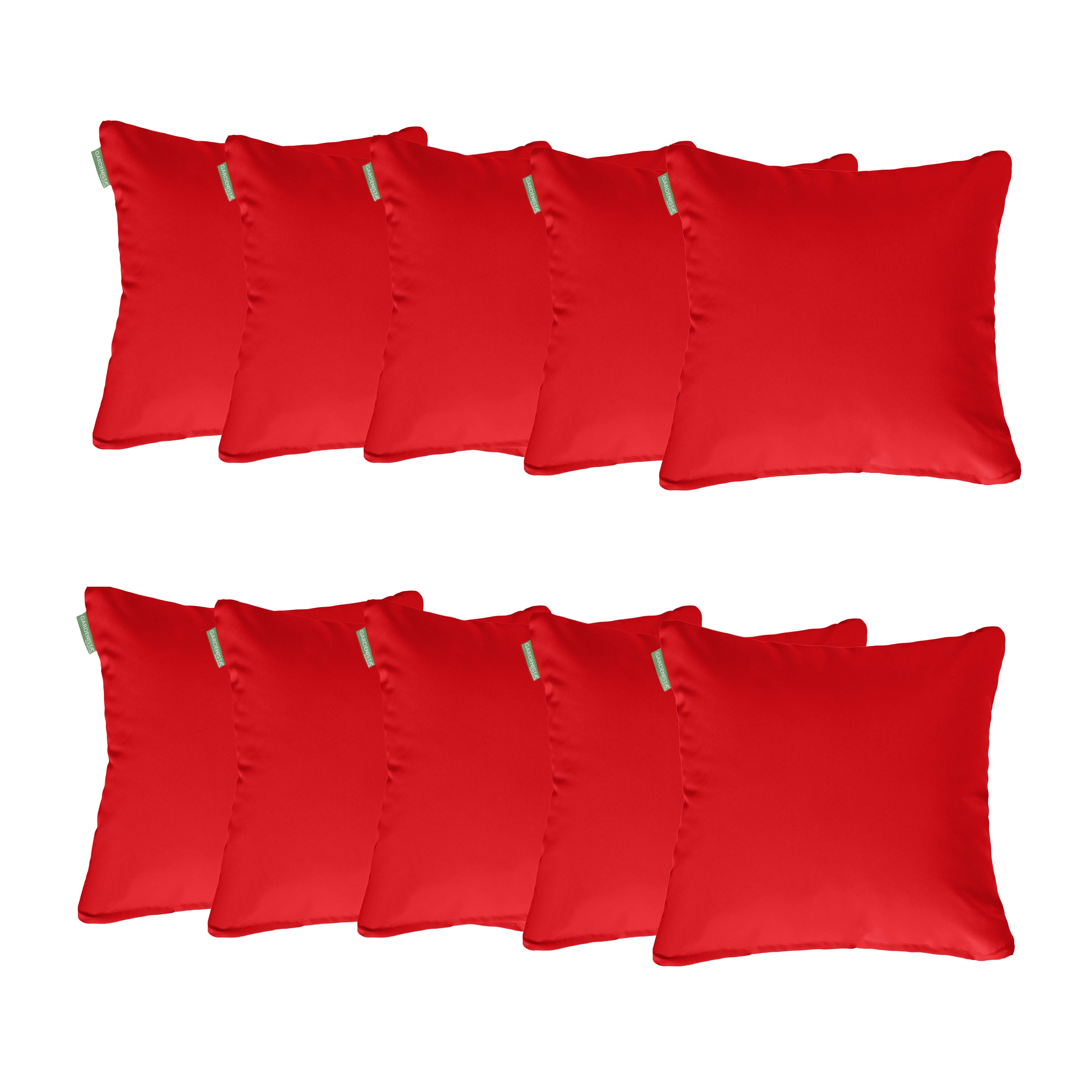 Water Resistant Outdoor Scatter Cushions Garden Furniture Decorative Pillows - Red / Pack of 10