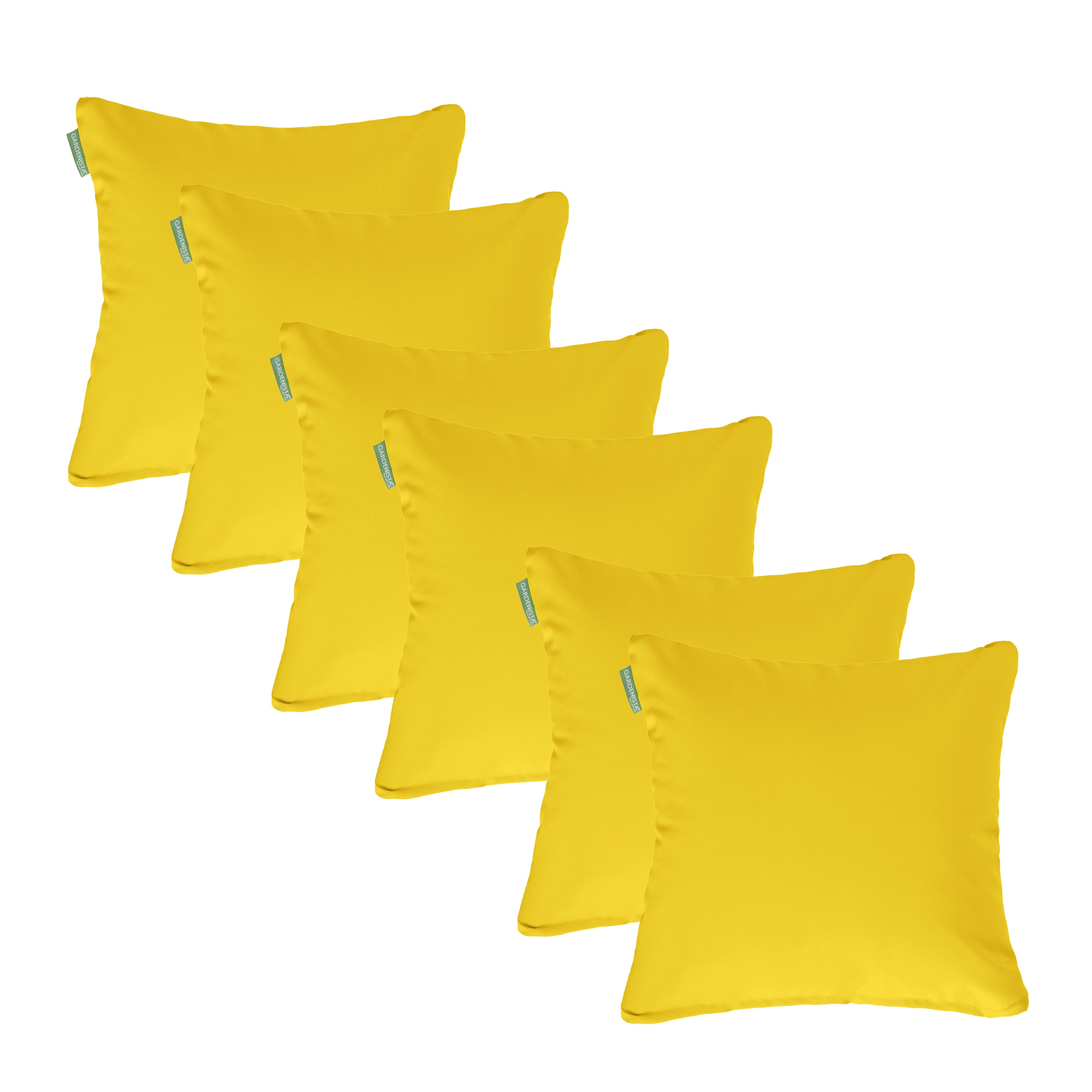 Water Resistant Outdoor Scatter Cushions Garden Furniture Decorative Pillows - Yellow / Pack of 6