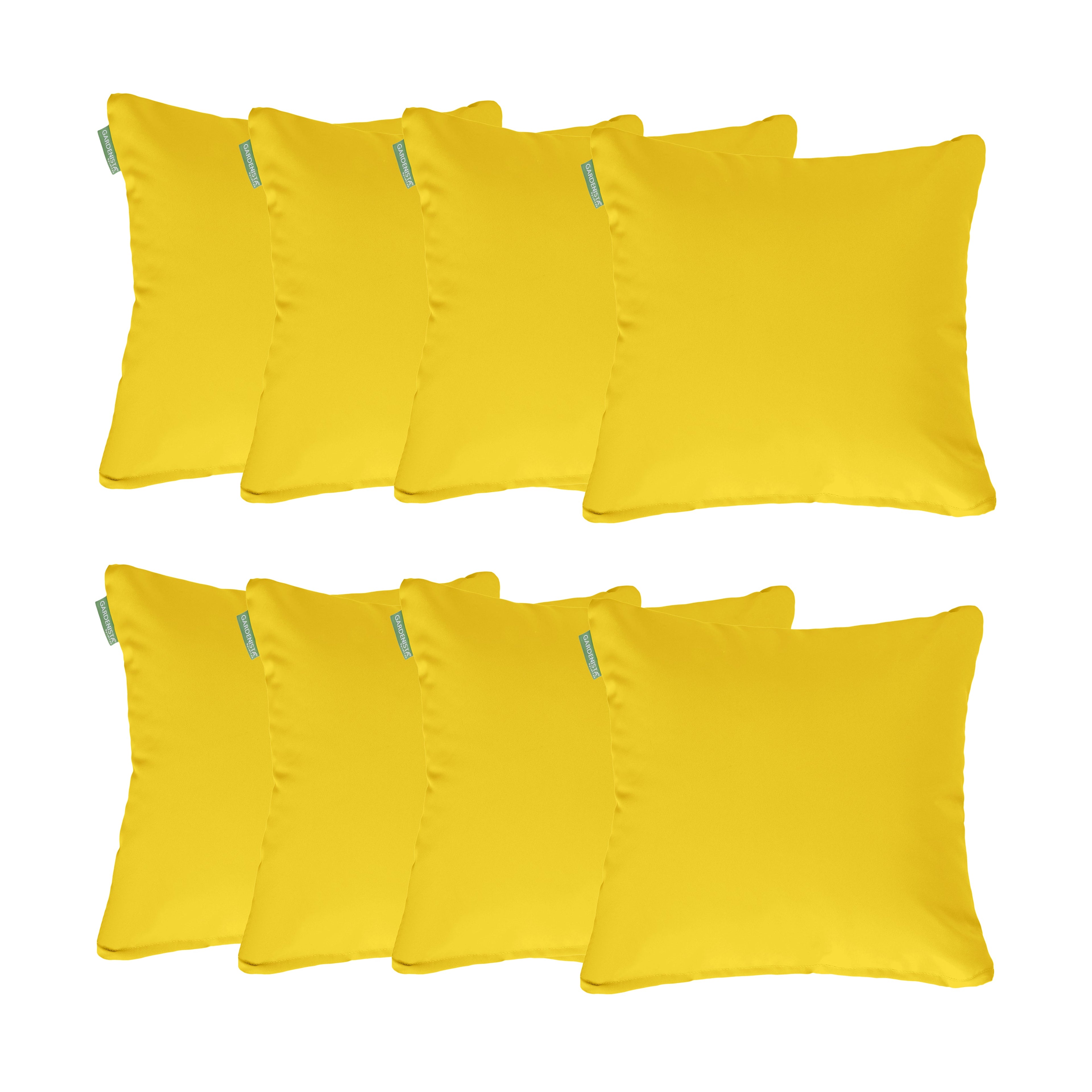 Water Resistant Outdoor Scatter Cushions Garden Furniture Decorative Pillows - Yellow / Pack of 8