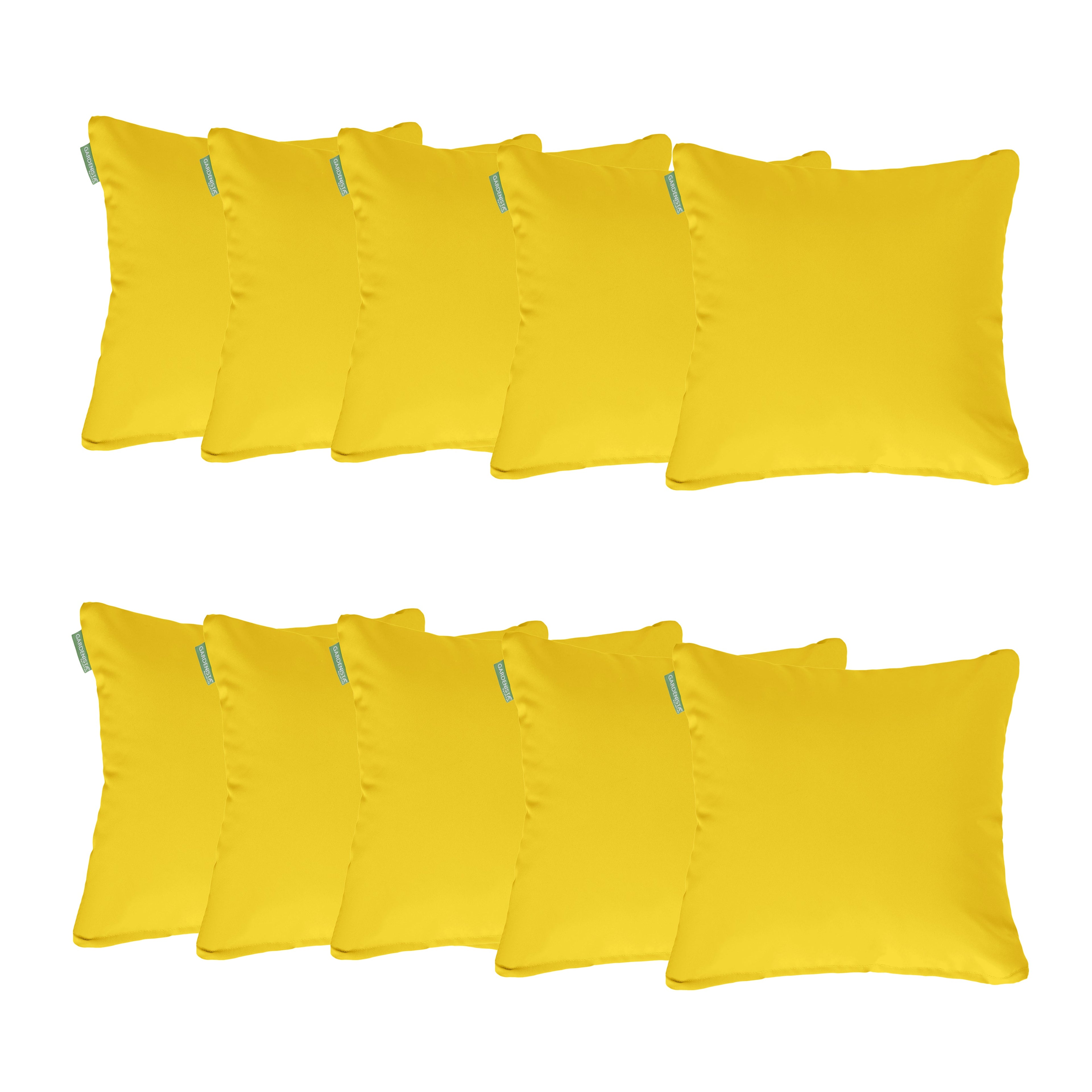 Water Resistant Outdoor Scatter Cushions Garden Furniture Decorative Pillows - Yellow / Pack of 10
