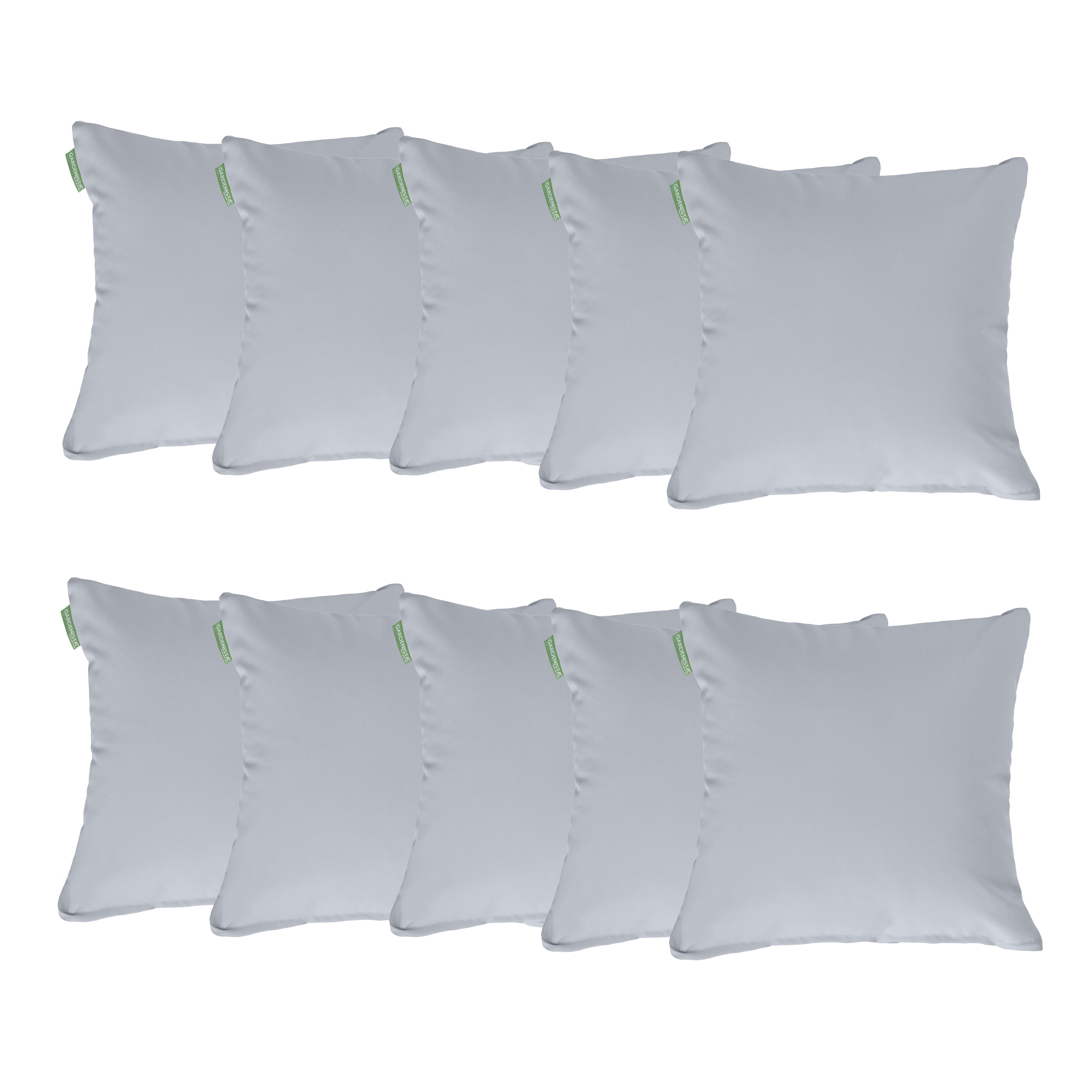 Water Resistant Outdoor Scatter Cushions Garden Furniture Decorative Pillows - Grey / Pack of 10