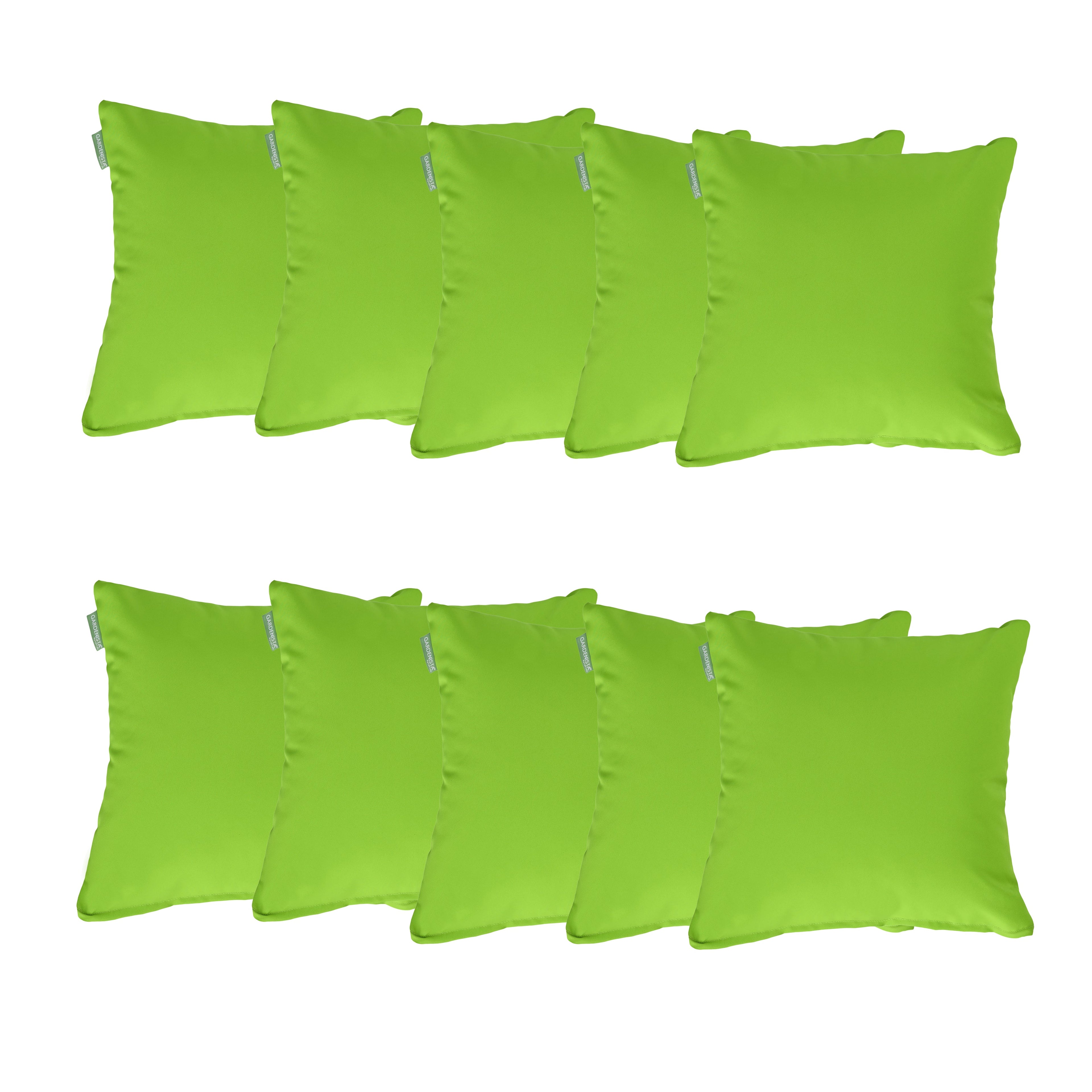 Water Resistant Outdoor Scatter Cushions Garden Furniture Decorative Pillows - Lime / Pack of 10