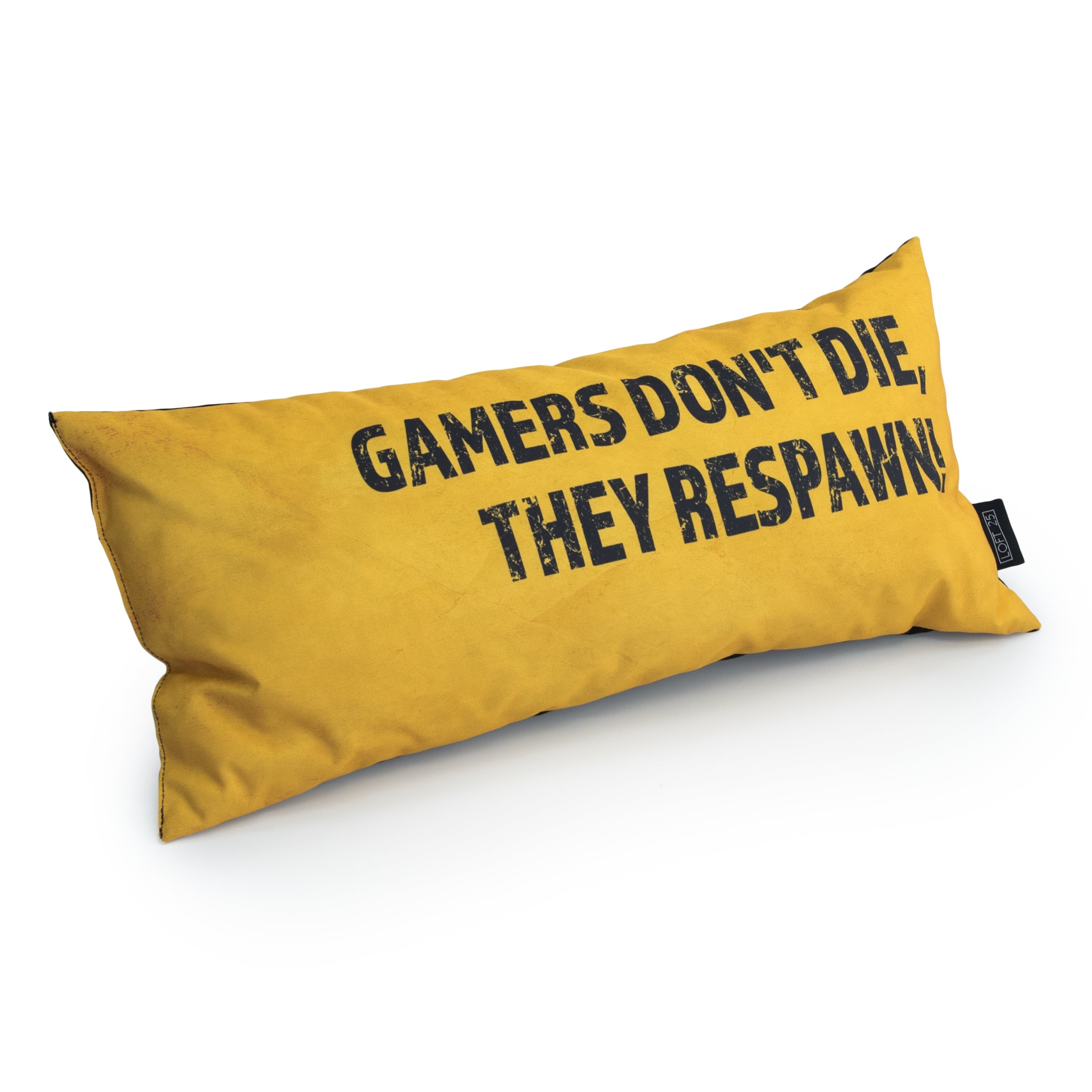 Gaming Cushion - Gamers Don't Die, They Respawn! - Yellow