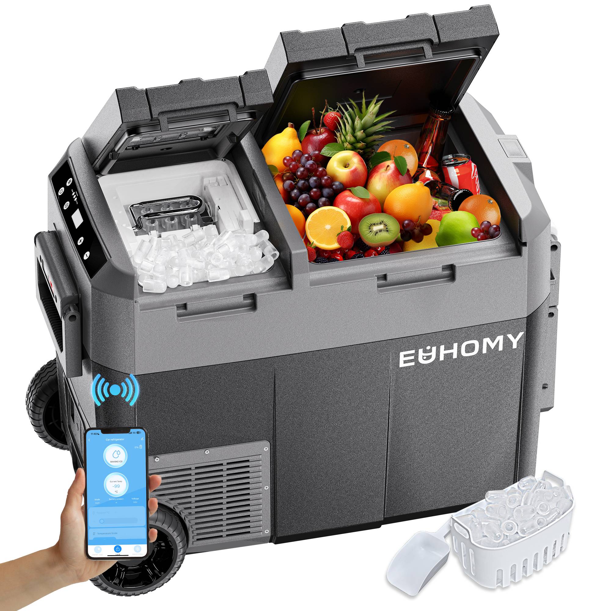 Euhomy 12 Volt Car Refrigerator with Ice Maker - 47Qt(45L)