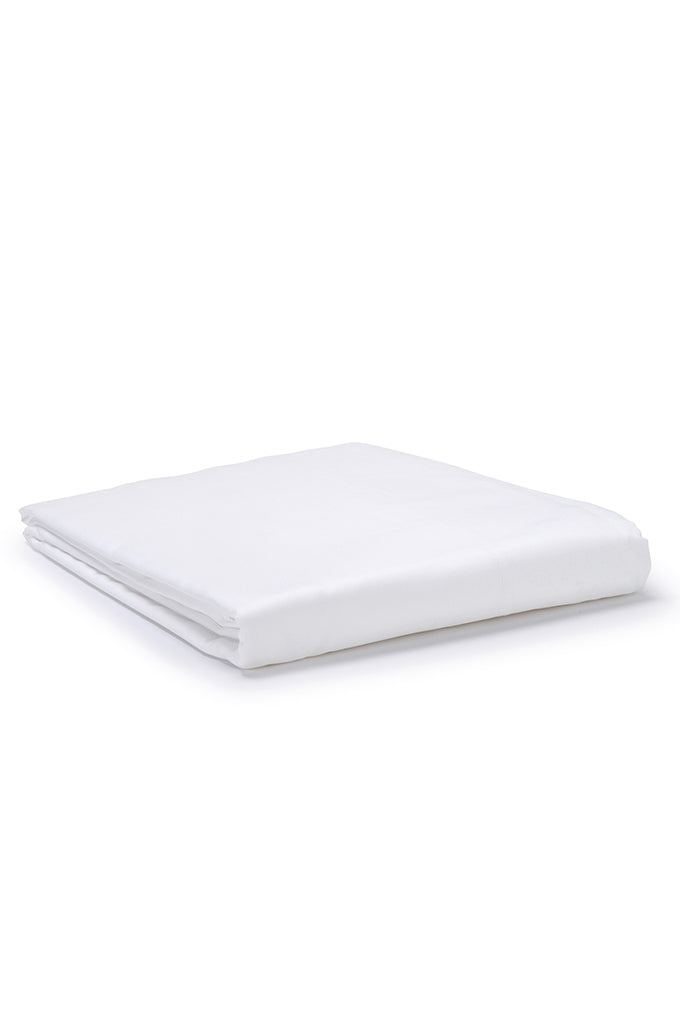 White Classic Organic Cotton Sateen Weave Flat Sheet - White / Super King