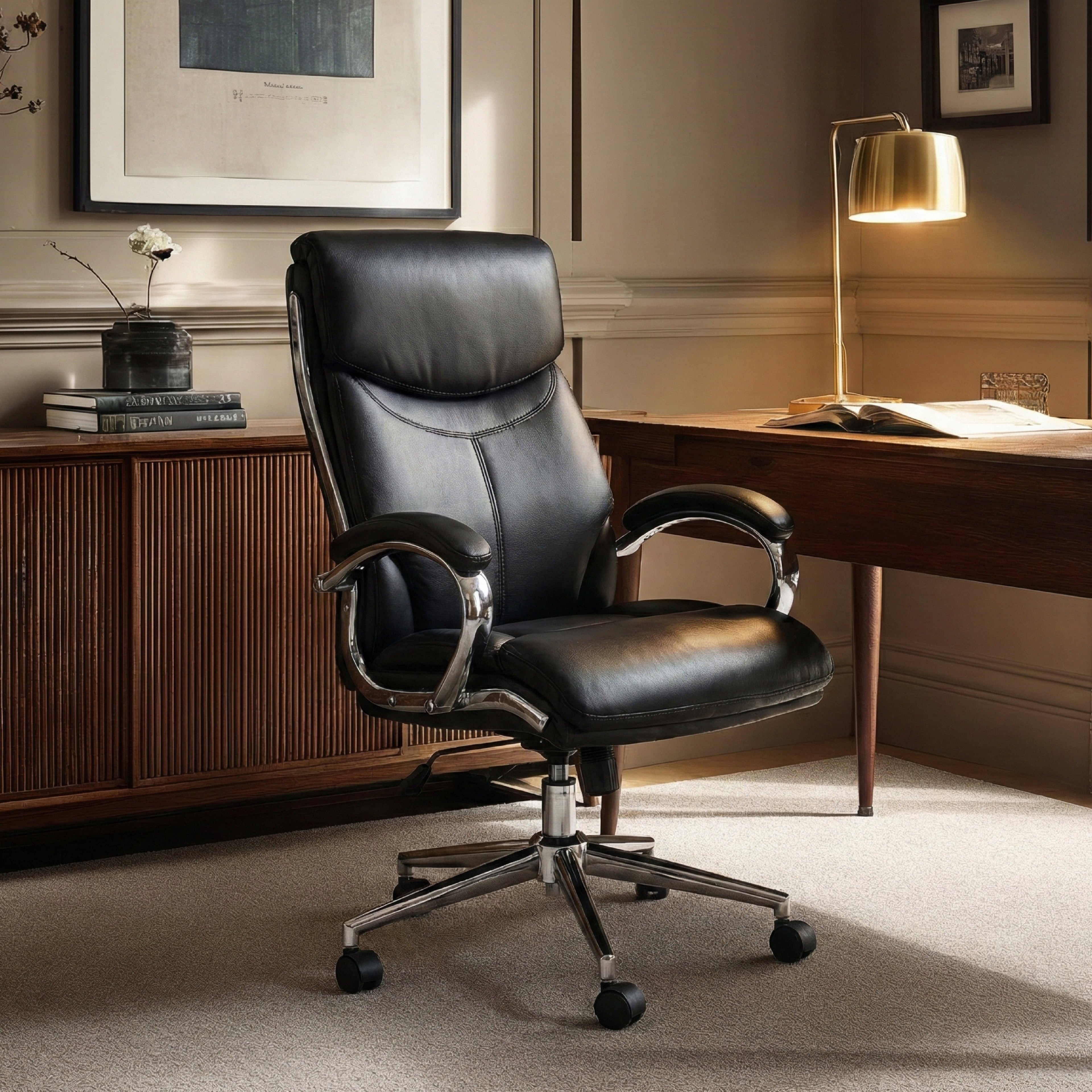 COLAMY MARCUS One-Piece Setup Swivel Office Chair - Black