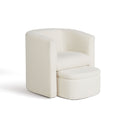 COLAMY NUIA Accent Barrel Chair with Storage Ottoman Set - Cream