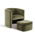 COLAMY NUIA Accent Barrel Chair with Storage Ottoman Set - Green