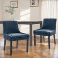 COLAMY MAIRA Transitional Neutral Dining Chair - Navy Blue / Set of 2