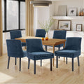 COLAMY MAIRA Transitional Neutral Dining Chair - Navy Blue / Set of 6