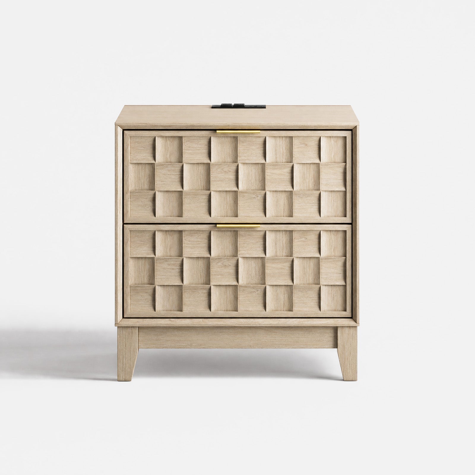 COLAMY PIXEL Nightstand with Charging Station - Oak