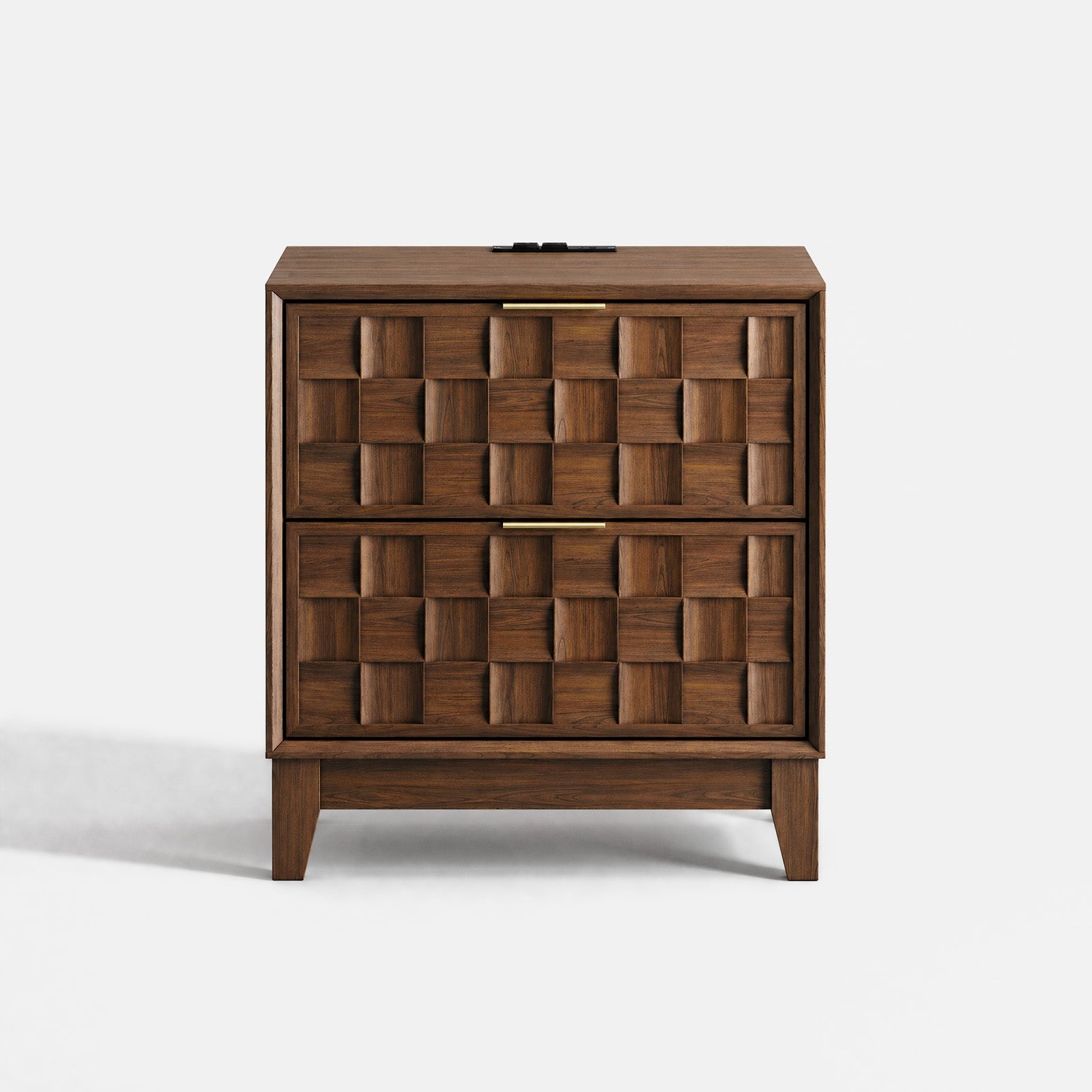 COLAMY PIXEL Nightstand with Charging Station - Walnut
