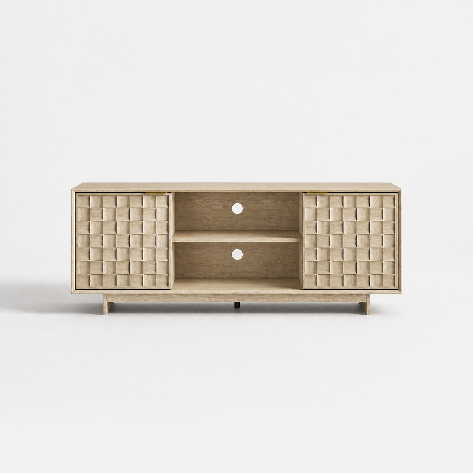 COLAMY PIXEL TV Stand with Storage - Oak