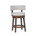COLAMY RENO Wooden Upholstered Swiveling Vintage Counter Height Bar Stools - Beige / Set of 6