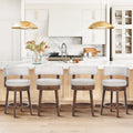 COLAMY RENO Wooden Upholstered Swiveling Vintage Counter Height Bar Stools - Beige / Set of 4