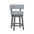 COLAMY RENO Wooden Upholstered Swiveling Vintage Counter Height Bar Stools - Grey / Set of 6