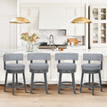 COLAMY RENO Wooden Upholstered Swiveling Vintage Counter Height Bar Stools - Grey / Set of 4