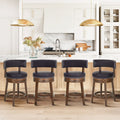 COLAMY RENO Wooden Upholstered Swiveling Vintage Counter Height Bar Stools - Dark Brown / Set of 4