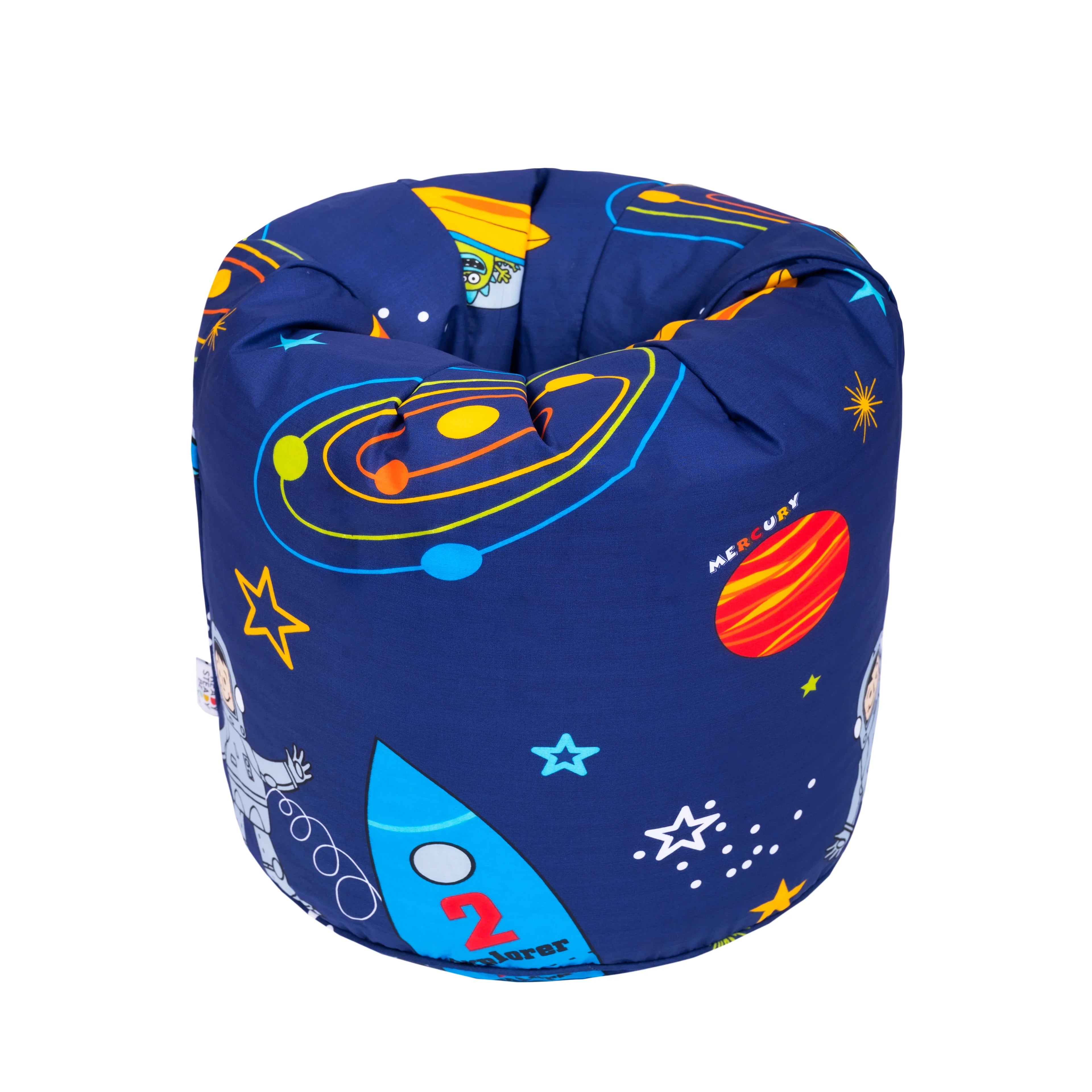 Bean Bag Chair Kids Bean Bags Printed Round Kiddies Beanbag with Carry Handle - Space Boy
