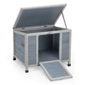 Coziwow 24″L Small Wooden Rabbit House - Gray / Plain
