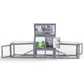 Coziwow 94.5″L 2-Story 3-Compartment Rabbit Hutch - Gray / Sloped Roof / Insulated