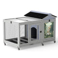 Coziwow 39"L Wooden Rabbit House - Patterned