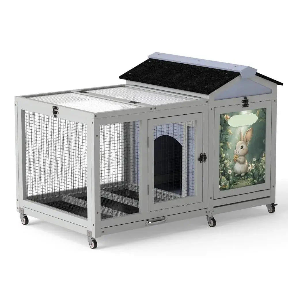 Coziwow 39"L Wooden Rabbit House - Patterned