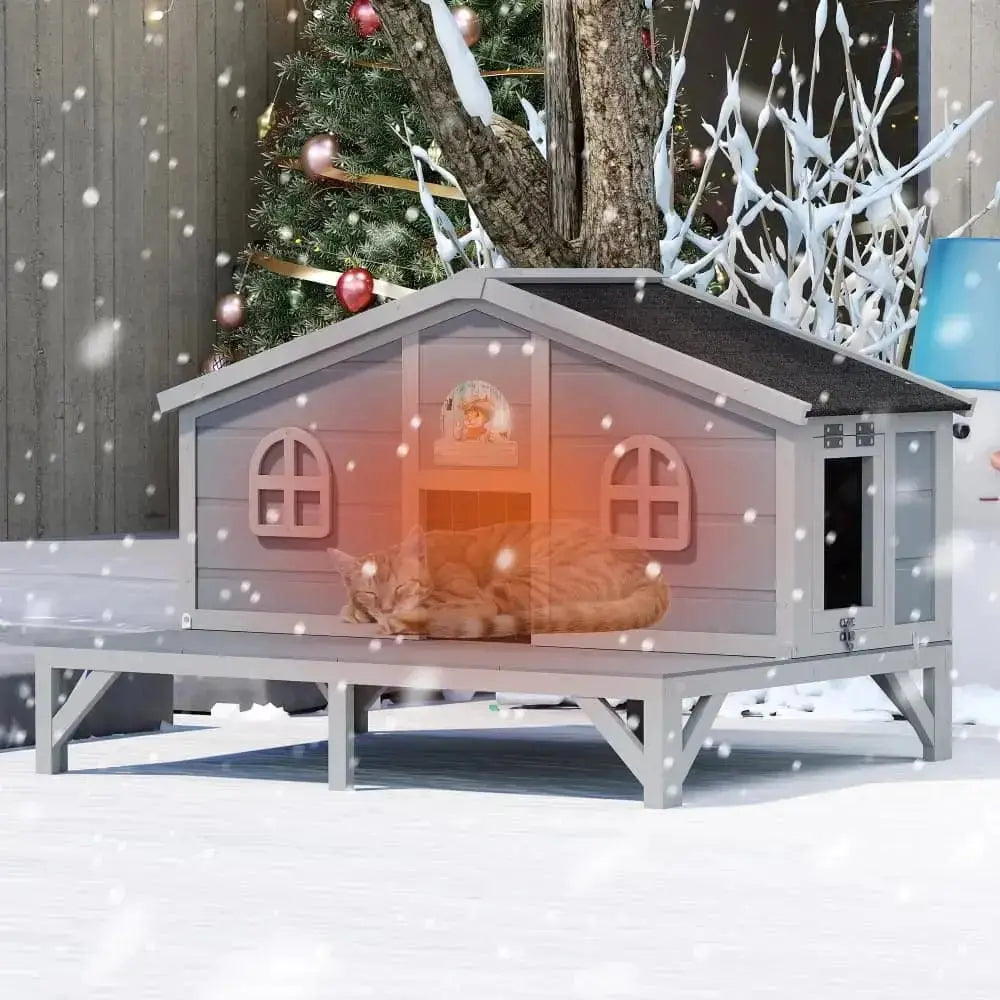 Coziwow 39''L Elevated Outdoor Cat House - Insulated