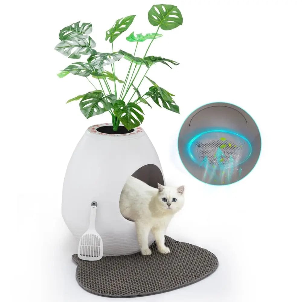 Coziwow Eggloa6 2-in-1 Cat Litter Box & Cat Bed - White / Ventilated Upgraded Set