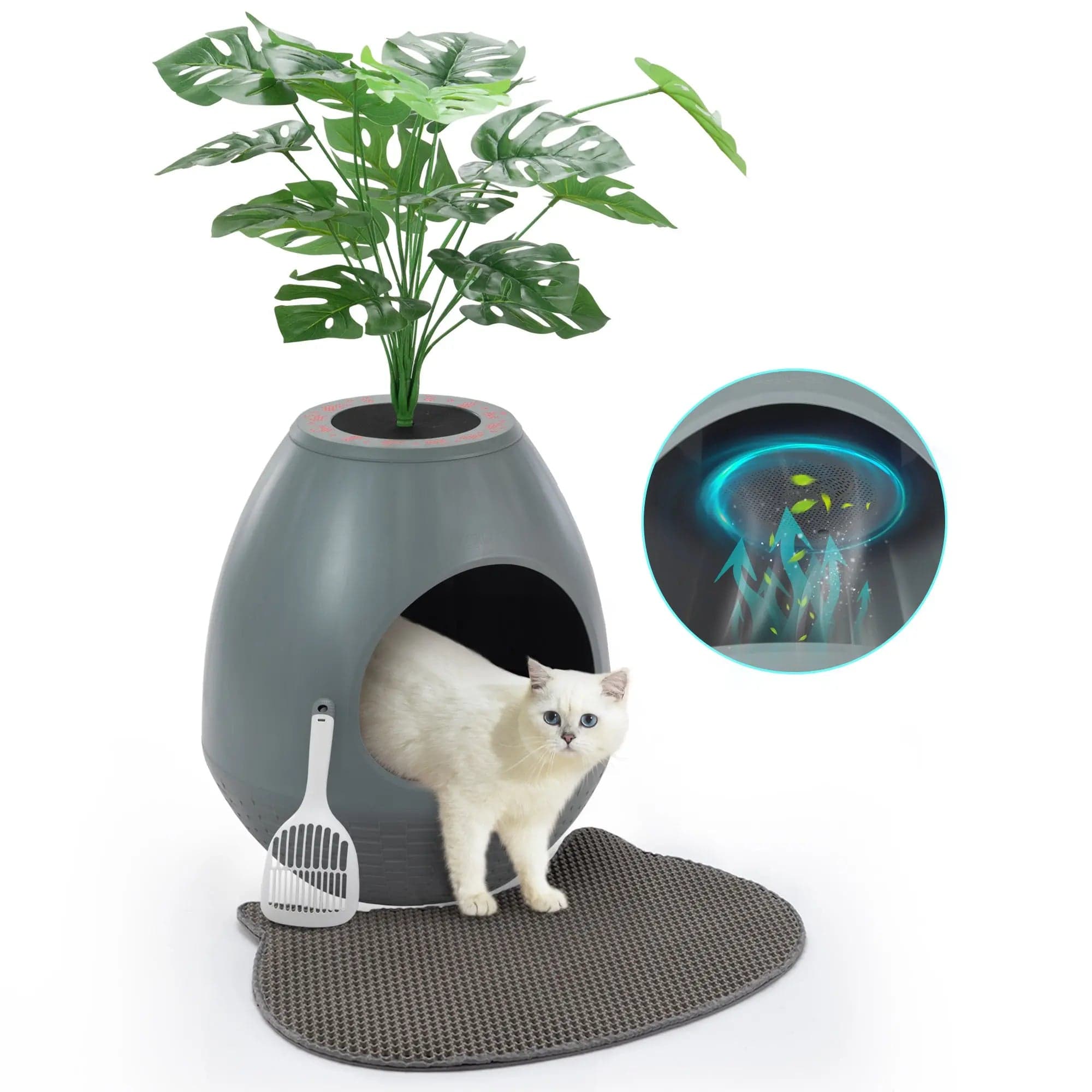 Coziwow Eggloa6 2-in-1 Cat Litter Box & Cat Bed - Gray / Ventilated Upgraded Set