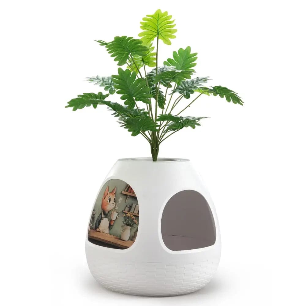 Coziwow Copod8 Heated Cat Bed 4-in-1 Warming Pet Cave House - White / Basic Set
