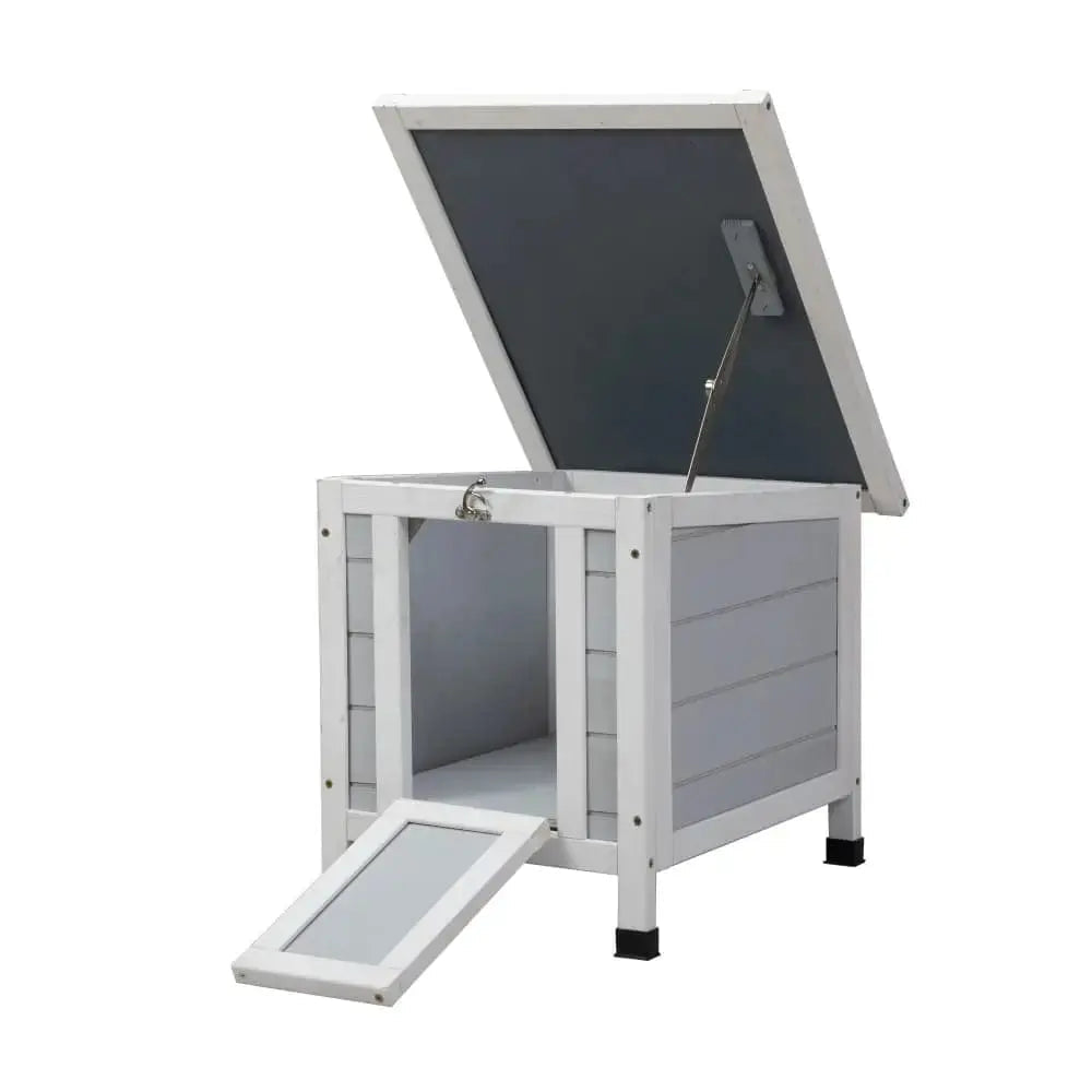Coziwow 20″L Wooden Small Rabbit Hutch - Gray