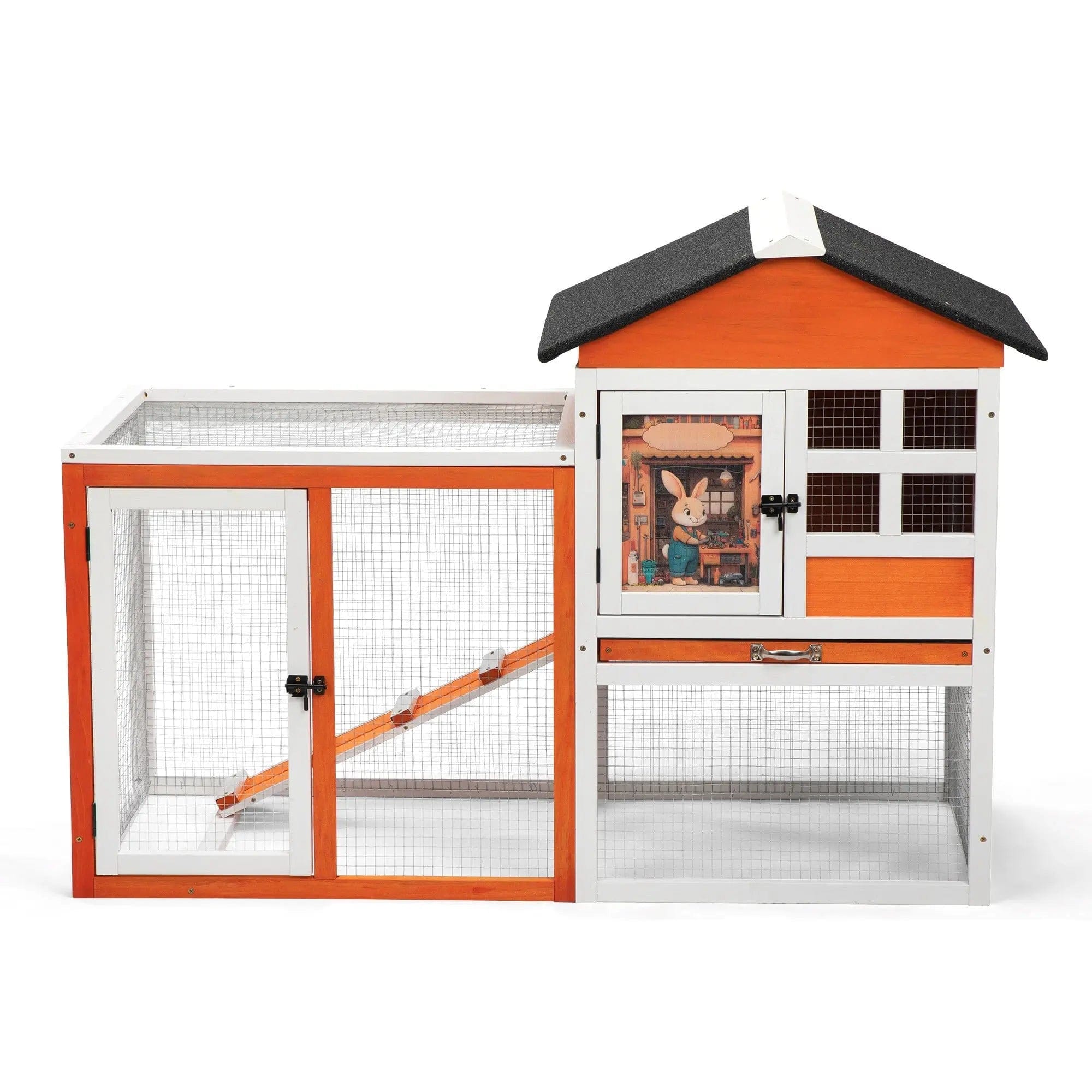 Coziwow 48"L 2-Story Outdoor Bunny House - Orange