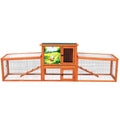 Coziwow 94.5″L 2-Story 3-Compartment Rabbit Hutch - Orange / Sloped Roof / Standard