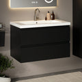 Badkamermeubel Sova - 80cm - Mat Zwart - Wastafel wit - PRE-ORDER