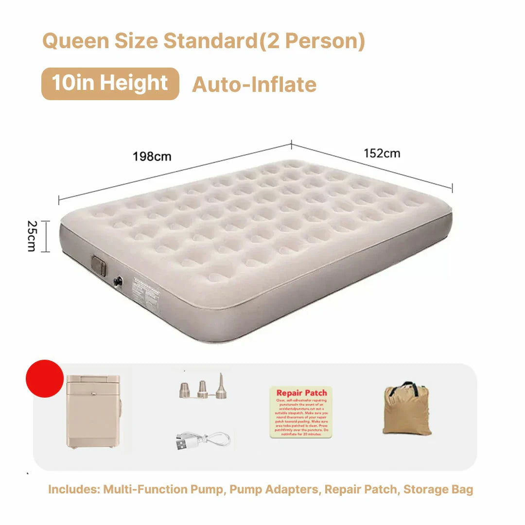 Self-Inflating Air Mattress | 300lbs Support | Traverseon - Queen Size Standard