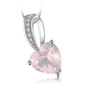 Captivating Heart-Shaped Natural Pink Quartz Pendant Necklace in 925 Sterling Silver for Women - Chain Not Included - 925 Sterling Silver
