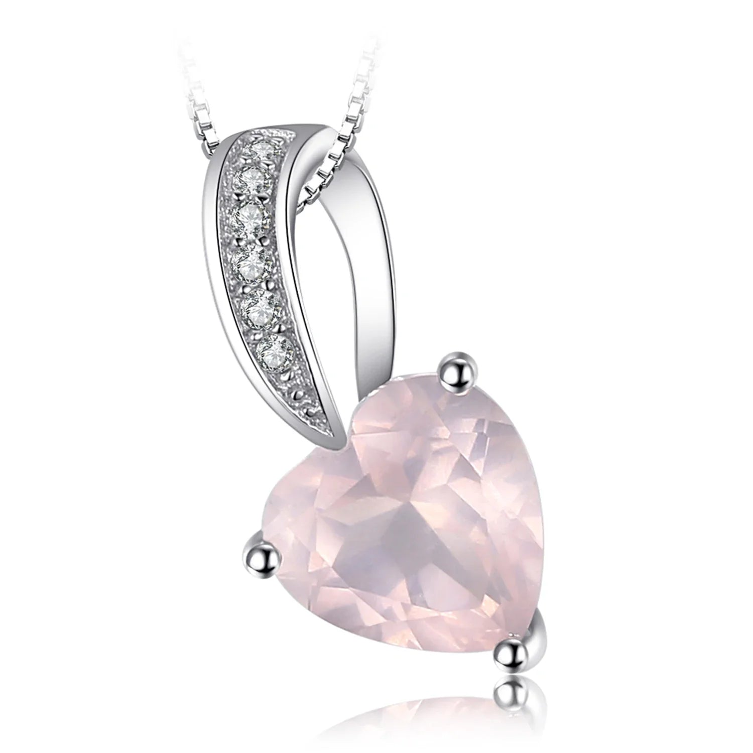 Captivating Heart-Shaped Natural Pink Quartz Pendant Necklace in 925 Sterling Silver for Women - Chain Not Included - 925 Sterling Silver