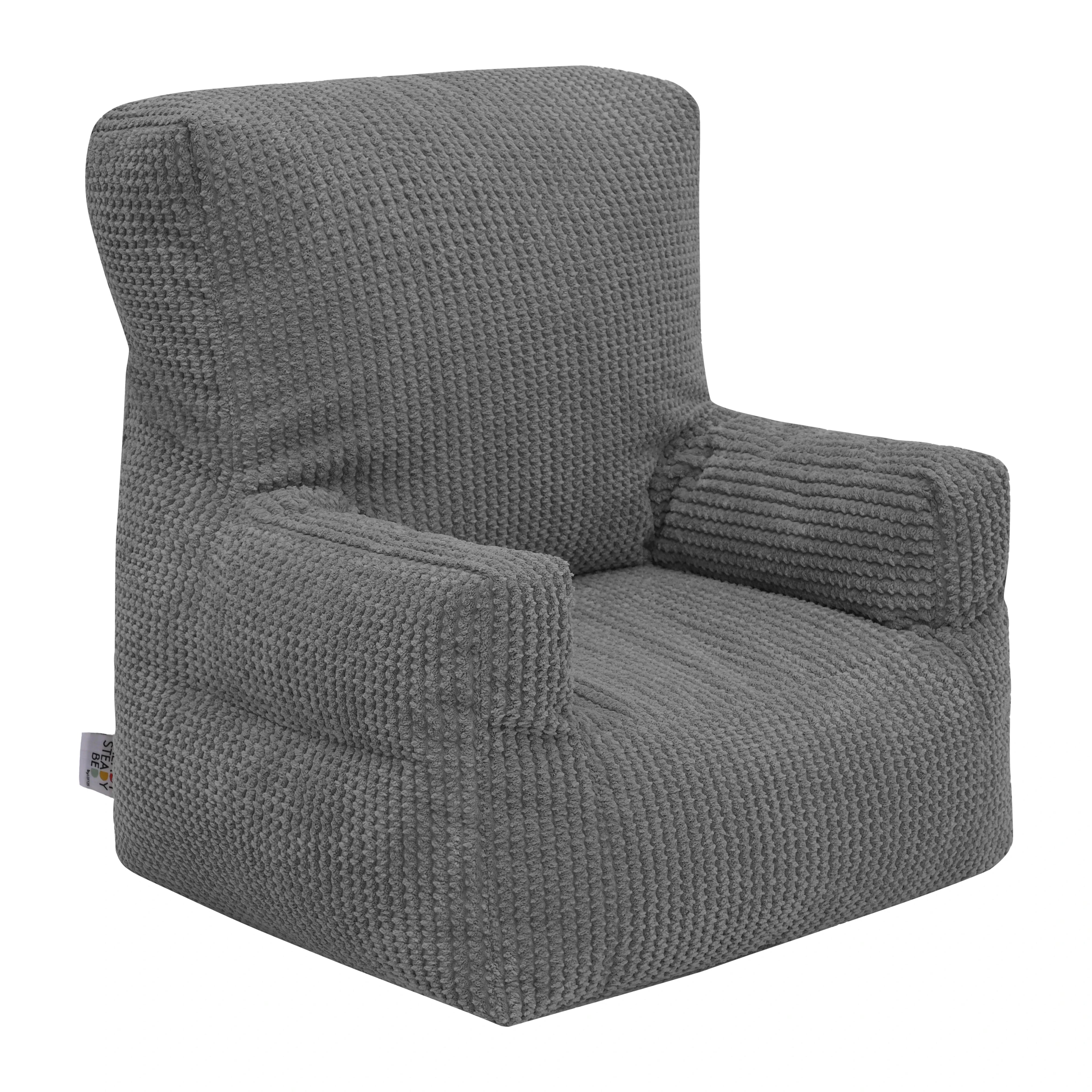 Kids Cord Bean Bag Armchair with Back Pocket Comfy Pouf Gaming Beanbags Chair - Charcoal