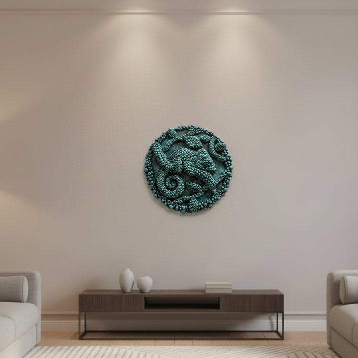 Handcrafted Chameleon Wall Art - Patina