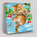 "Cherry Kitten" Crystal Art Canvas Kit 30x30cm